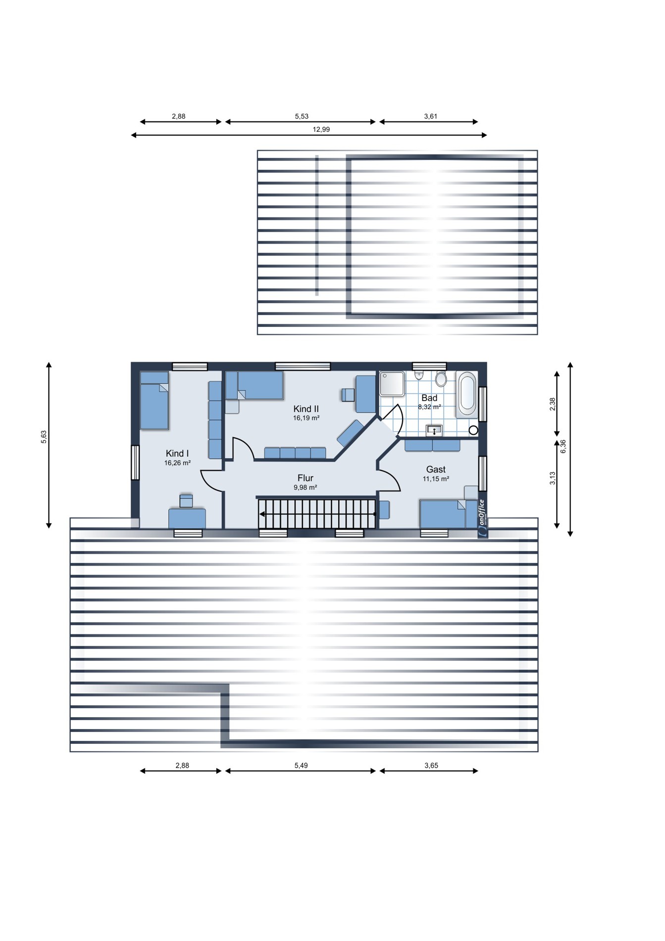 Modernes Einfamilienhaus mit Einliegerwohnung in Parkstetten - Grundriss, 1. Stock